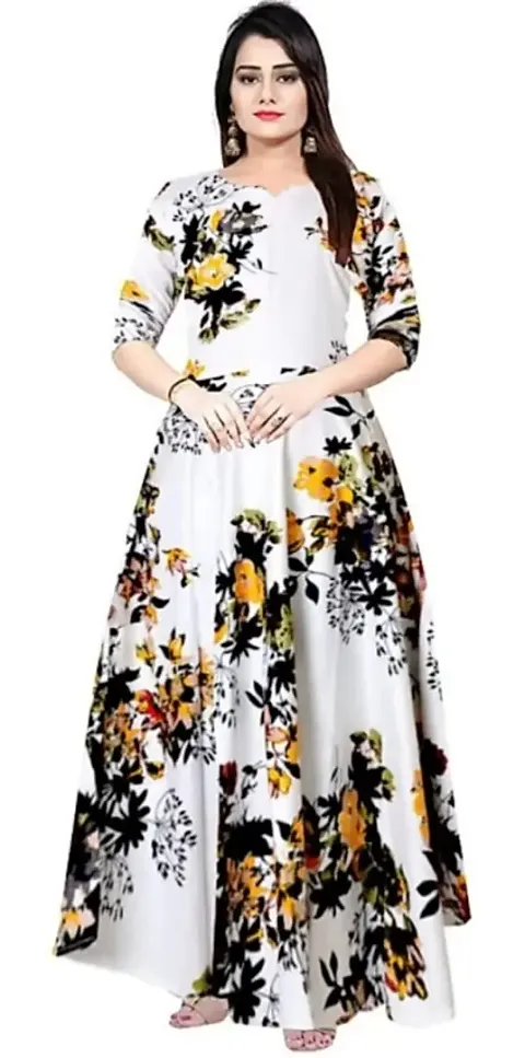 Cotton Collection Women's Rayon Regular Kurta Full Sleeves Kurti Gown Anarkali Dress for Women and Girls