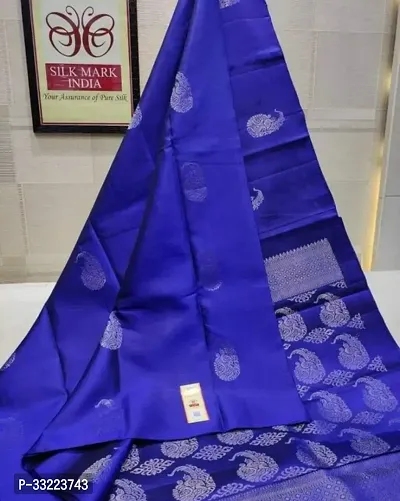 Beautiful Blue Art Silk Zari Saree with Blouse Piece For Women-thumb5