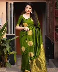 Beautiful Green Art Silk Zari Saree with Blouse Piece For Women-thumb1