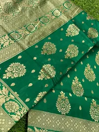 Beautiful Green Art Silk Zari Saree with Blouse Piece For Women-thumb1