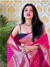 Beautiful Pink Art Silk Zari Saree with Blouse Piece For Women-thumb1