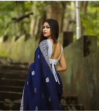 Beautiful Blue Art Silk Zari Saree with Blouse Piece For Women-thumb2