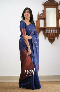 Beautiful Blue Art Silk Zari Saree with Blouse Piece For Women-thumb1