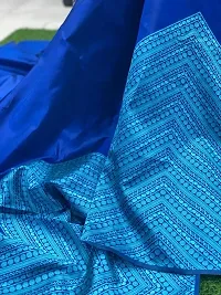 Beautiful Blue Art Silk Zari Saree with Blouse Piece For Women-thumb4