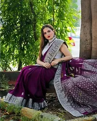 Beautiful Purple Art Silk Zari Saree with Blouse Piece For Women-thumb4