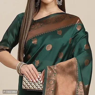 Beautiful Green Art Silk Zari Saree with Blouse Piece For Women-thumb2