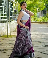 Beautiful Purple Art Silk Zari Saree with Blouse Piece For Women-thumb1