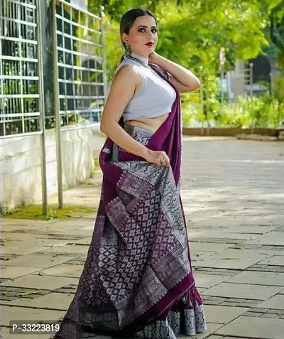 Beautiful Purple Art Silk Zari Saree with Blouse Piece For Women-thumb2