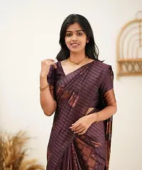 Beautiful Brown Art Silk Zari Saree with Blouse Piece For Women-thumb2