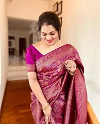 Beautiful Pink Art Silk Zari Saree with Blouse Piece For Women-thumb3