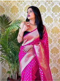 Beautiful Pink Art Silk Zari Saree with Blouse Piece For Women-thumb4