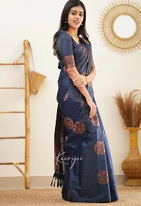 Beautiful Blue Art Silk Zari Saree with Blouse Piece For Women-thumb4