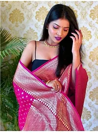 Beautiful Pink Art Silk Zari Saree with Blouse Piece For Women-thumb3