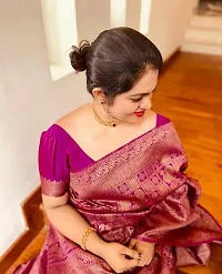 Beautiful Pink Art Silk Zari Saree with Blouse Piece For Women-thumb2