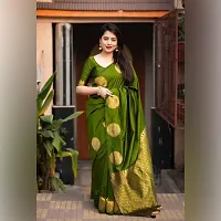 Beautiful Green Art Silk Zari Saree with Blouse Piece For Women-thumb2