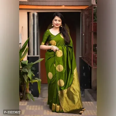 Beautiful Green Art Silk Zari Saree with Blouse Piece For Women-thumb3