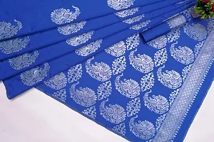 Beautiful Blue Art Silk Zari Saree with Blouse Piece For Women-thumb2