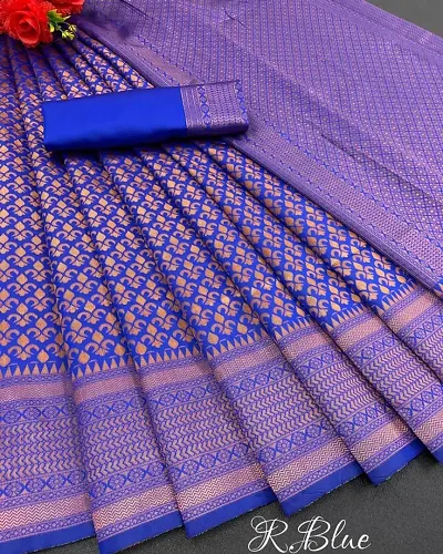 Beautiful Silk Blend Saree with Blouse piece For Women