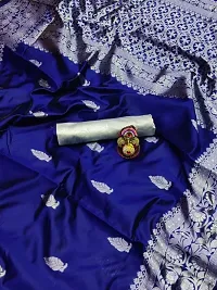 Beautiful Blue Art Silk Zari Saree with Blouse Piece For Women-thumb4