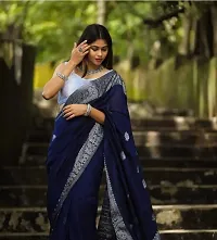 Beautiful Blue Art Silk Zari Saree with Blouse Piece For Women-thumb3