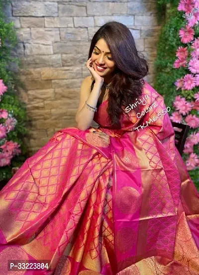 Beautiful Pink Art Silk Zari Saree with Blouse Piece For Women-thumb3