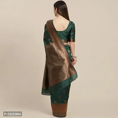 Beautiful Green Art Silk Zari Saree with Blouse Piece For Women-thumb3