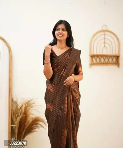 Beautiful Coffee Art Silk Zari Saree with Blouse Piece For Women-thumb2