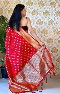 Beautiful Red Art Silk Zari Saree with Blouse Piece For Women-thumb1