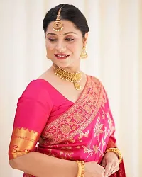 Beautiful Pink Art Silk Zari Saree with Blouse Piece For Women-thumb2