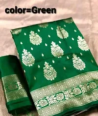 Beautiful Green Art Silk Zari Saree with Blouse Piece For Women-thumb2