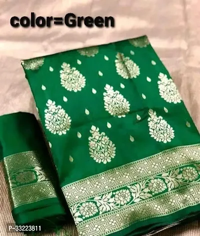 Beautiful Green Art Silk Zari Saree with Blouse Piece For Women-thumb3