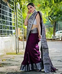 Beautiful Purple Art Silk Zari Saree with Blouse Piece For Women-thumb2