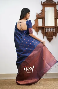 Beautiful Blue Art Silk Zari Saree with Blouse Piece For Women-thumb2