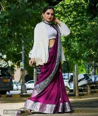 Beautiful Purple Art Silk Zari Saree with Blouse Piece For Women-thumb0