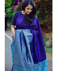 Beautiful Blue Art Silk Zari Saree with Blouse Piece For Women-thumb3