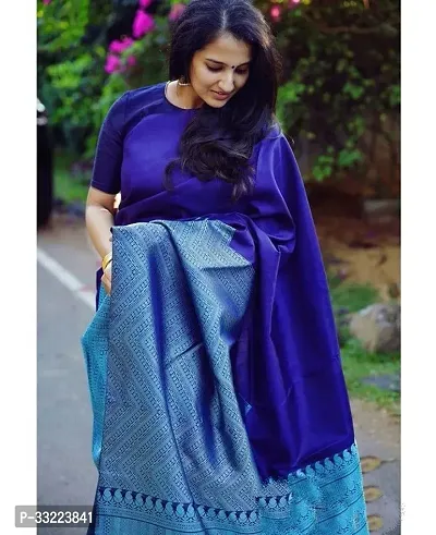 Beautiful Blue Art Silk Zari Saree with Blouse Piece For Women-thumb4