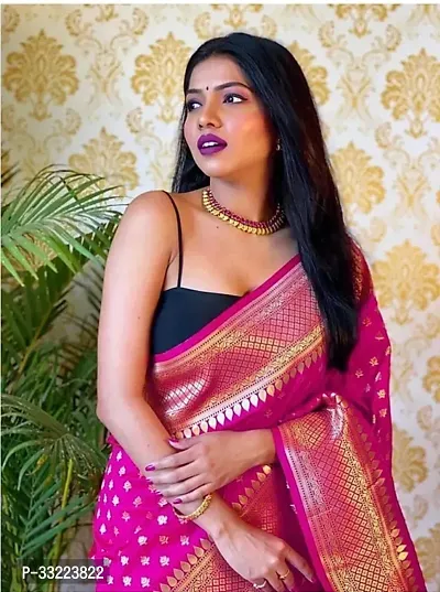 Beautiful Pink Art Silk Zari Saree with Blouse Piece For Women-thumb3