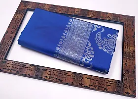 Beautiful Blue Art Silk Zari Saree with Blouse Piece For Women-thumb1