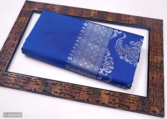 Beautiful Blue Art Silk Zari Saree with Blouse Piece For Women-thumb2