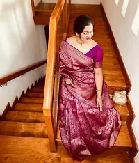 Beautiful Pink Art Silk Zari Saree with Blouse Piece For Women-thumb4