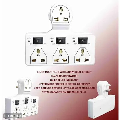 Multi Plug 3+3 Universal Socket Adaptor with Led Indicator Individual Switch-thumb5