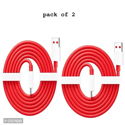 super vooc Type C USB data Cable red (1mtr, pack of 2 )