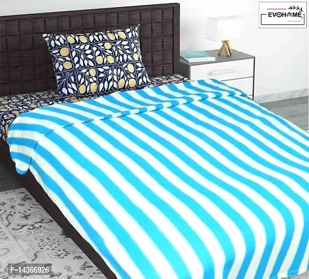 Buy EVOLIFE Soft Striped Polar Fleece Heavy Single Bed Woolen Blanket 500 TC  Quilt Rajai Comforter Blanket Single Bed Warm King-Size (Pink + Red + Dark  Blue)(152 X 228 cm) Online In