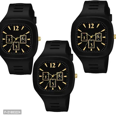 Combo of 3 Black Stylish Men's Watches