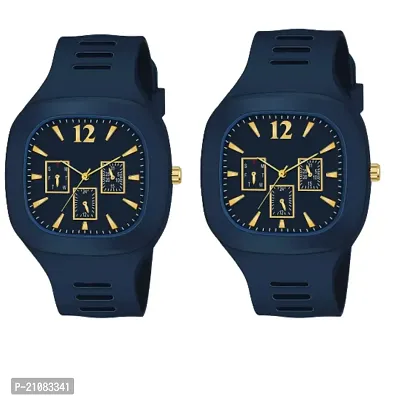 Combo of 2 Navy Blue Stylish Men's Watches
