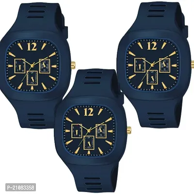 Combo of 3 Navy Blue Stylish Men's Watches