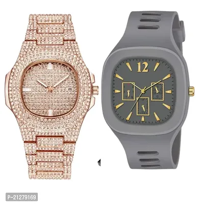 Stylish silver diamond  Grey Miller Watches pack of 2