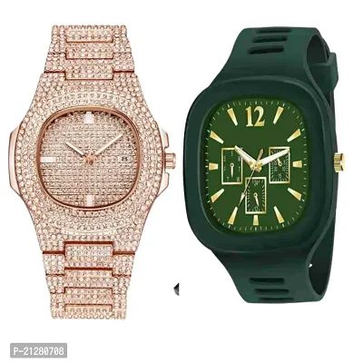 Stylish silver diamond  Green Miller Watches pack of 2