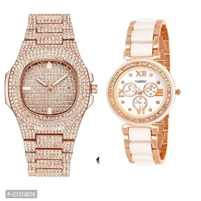 Stylish silver diamond  White Gucci Watches pack of 2-thumb0