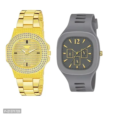 Stylish Golden Diamond  Grey Miller Watches Pack of 2